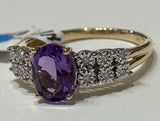 4ct Oval Cut Purple Amethyst Solitaire with Accent Ring 14k White Gold Finish