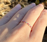 0.2ct Round Cut Simulated Ruby Floral Minimalist Wed Band 14k Yellow Gold Plated