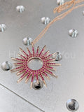 1ct Round Simulated Pink Ruby Sunshine Pendant with Chain 14k Rose Gold Plated