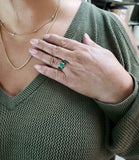2.4ct Engagement Ring Oval Cut Green Emerald Swirl Trilogy 14k White Gold Finish