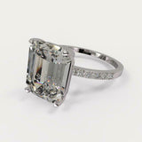 3.9ct Emerald Diamond Engagement Ring Solitaire with Accent 14k White Gold Over