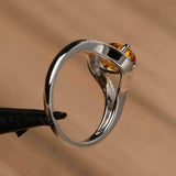 2.2ct Engagement Ring Oval Cut Yellow Citrine Split Shank 14k White Gold Finish