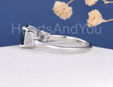 2.4ct Oval Cut Simulated Sapphire Solitaire Accents Ring 14k White Gold Plated