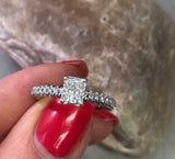 1ct Radiant Cut Diamond Engagement Ring Petite Solitaire 14k White Gold Finish