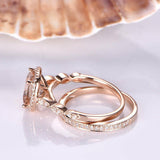2.3ct Cushion Cut Peach Morganite Bridal Set Engagement Ring 18k Rose Gold Over