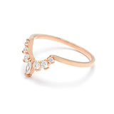 0.3ct Marquise Cut Diamond Wedding Band 14k Rose Gold Over Stackable Crown Tiara