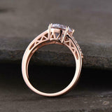 2.3ct Engagement Ring Round Cut Diamond Solitaire with Accent 14k Rose Gold Over