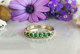 2.3ct Wedding Ring Band Round Cut Green Emerald Stackable 14k Yellow Gold Finish
