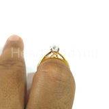 0.3ct Round Moissanite 4 Prong Solitaire Engagement Ring 14k Yellow Gold Plated