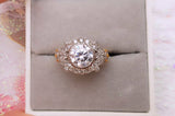 3Ct Round Cut Diamond Milgrain Vintage Engagement Ring 14K Dual Tone Gold Finish