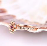 0.2ct Round Cut Pink Ruby Engagement Ring Floral Solitaire 14k Rose Gold Finish