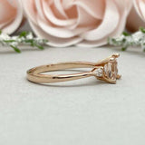 1ct Engagement Ring Cushion Cut Peach Morganite Three Stone 14k Yellow Gold Over