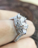 5Ct Princess Cut Diamond Cocktail Vintage Engagement Ring 14K White Gold Finish