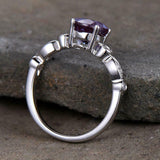 2.1ct Round Cut Purple Amethyst Solitaire with Accent Ring 14k White Gold Finish
