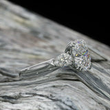 5Ct Oval Cut Diamond Pear Accents Engagement Trilogy Ring 14K White Gold Finish