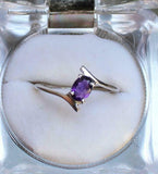 0.8ct Engagement Ring Oval Cut Purple Amethyst Solitaire 14k White Gold Finish