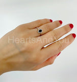 0.2ct Pear Cut Simulated Blue Sapphire Minimalist Halo Ring 14k WhiteGold Plated