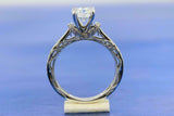 2.1ct Round Cut Diamond Engagement Ring Milgrain Bridal Set 18k White Gold Over