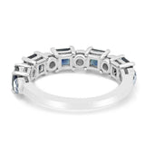 3ct Princess Cut Blue Sapphire Wedding Band Half Eternity 14k White Gold Finish