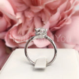0.5ct Round Cut Moissanite Twist Solitaire Engagement Ring 14k White Gold Plated