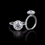 2ct Round Diamond Accent Solitaire Halo Engagement Ring 18k White Gold Finish