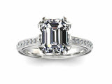 2ct Emerald Cut Diamond Engagement Ring Solitaire with Accent 14k WhiteGold Over