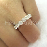 2.2ct Round Cut Moissanite Five Stone Women Wedding Band 14k White Gold Plated
