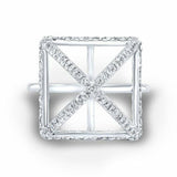 1ct Round Cut Diamond Hollow Pyramid Unique Engagement Ring 14k White Gold Over