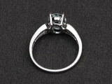2.3ct Engagement Ring Oval Cut Blue Aquamarine Diamond Accent 14k WhiteGold Over