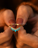 0.5ct Round Cut Simulated Turquoise Curved Stacking Band 14k Yellow Gold Plated