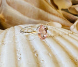 1ct Pear Cut Simulated Peach Morganite Solitaire Ring 14k White Gold Plated
