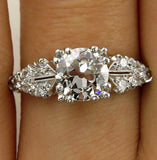 3.5Ct Round Cut Diamond Milgrain Vintage Engagement Ring 14K White Gold Finish