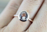 1ct Round Cut Morganite Engagement Ring 14k Rose Gold Finish Bezel Set Solitaire