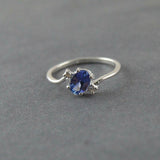 1.28ct Engagement Ring Oval Cut Blue Tanzanite Swirl Trilogy 14k White Gold Over