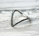 0.5ct Round Cut Moissanite Chevron Unique V Shaped Band 14k White Gold Plated