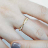 0.2ct Round Cut Diamond Wedding Band Ring Stackable Promise 14k Yellow Gold Over