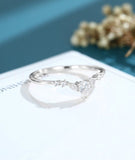 0.5ct Pear Simulated Diamond Minimalist Engagement Ring 14k White Gold Plated