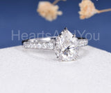 2.1ct Pear Simulated Diamond Solitaire with Accents Ring 14k White Gold Plated
