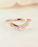0.2ct Round Cut Moissanite Curved Minimalist Wedding Band 14k Rose Gold Plated