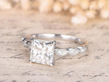 0.5ct Princess Diamond Vintage Solitaire Engagement Ring 14k White Gold Finish