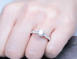 2.2ct Round Cut Moissanite Solitaire with Accents Ring 14k White Gold Plated