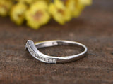 1ct Round Cut Diamond V Shaped Chevron Curved Wedding Band 10k White Gold Finish