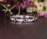 0.3ct Round Cut Simulated Sapphire Minimalist Wedding Band 14k White Gold Plated
