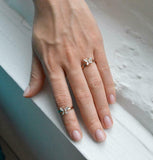 Butterfly Minimalist Engagement Ring 1ct Round Cut Diamond 14k Rose Gold Finish