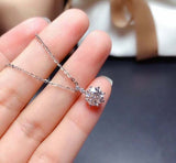 1ct Diamond Pendant Chain Round Brilliant Petite Solitaire 14k White Gold Finish