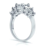 3Ct Emerald Cut Diamond Elegant Five Stone Engagement Ring 14K White Gold Finish
