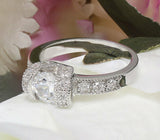 Accents Solitaire Engagement Ring 3ct Round Cut Diamond 14k White Gold Finish