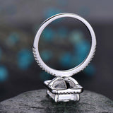 2.5Ct Emerald Cut Diamond Halo Solitaire Engagement Ring 14K White Gold Finish