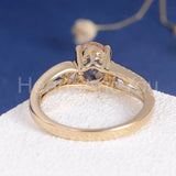 1ct Oval Cut Simulated Peach Morganite Split Shank Ring 14k Yellow Gold Plated