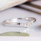 0.6ct Round Cut VVS1 Diamond Wedding Band Dainty Stackable 14k White Gold Finish